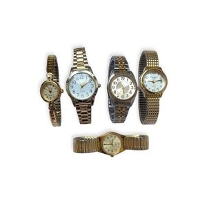 Timex Pulsar Precision MZ Berger Watch Lot 5pc Two Tone Expansion Bands Bundle
